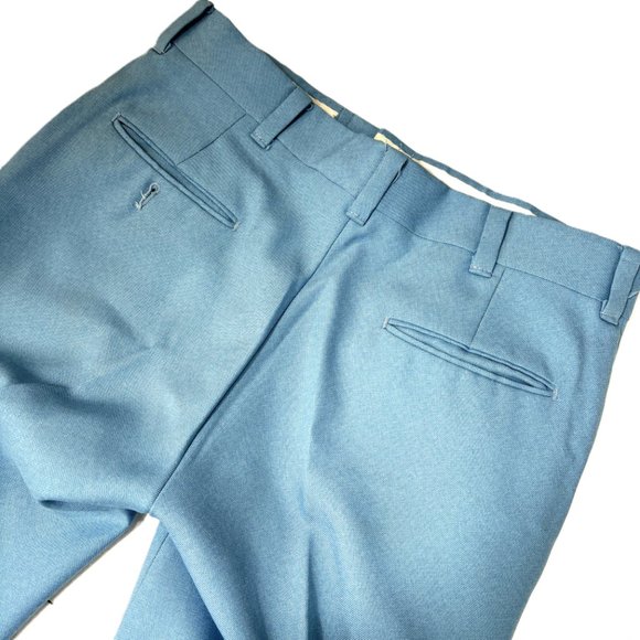 70’s Disco Flare Blue Leisure Pants Vintage - Picture 5 of 9